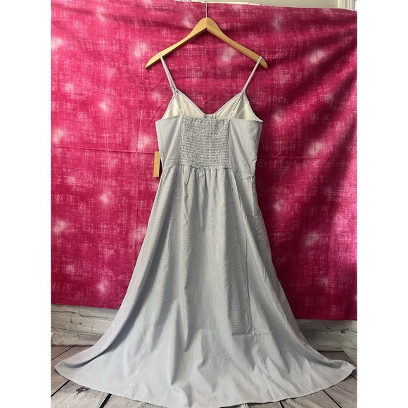 Rokoko Sun Dress Women's Blue Pinstriped Lined Size Small NWT - Picture 2 of 6